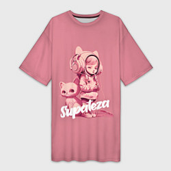 Женская длинная футболка Supateza cat girls
