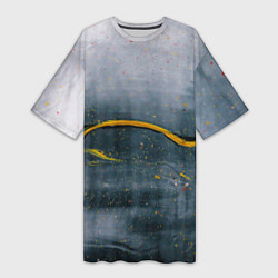 Женская длинная футболка Серо-светлый абстрактный туман и краски