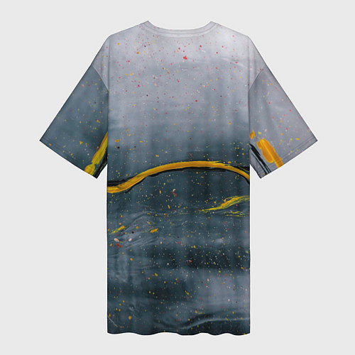 Женская длинная футболка Серо-светлый абстрактный туман и краски / 3D-принт – фото 2