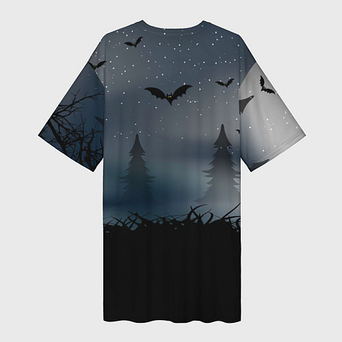 Женская длинная футболка Уэнсдэй в тумане / 3D-принт – фото 2