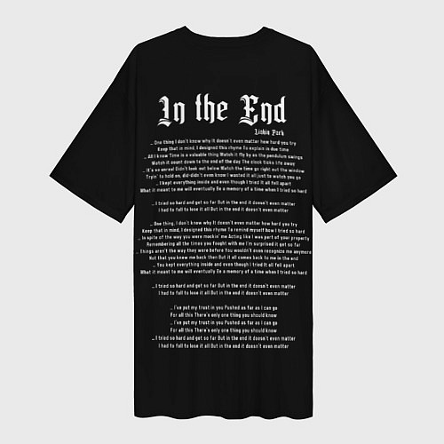 Женская длинная футболка Linkin Park текст песни In the End / 3D-принт – фото 2