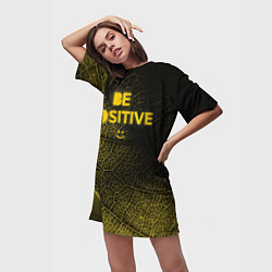 Футболка женская длинная Be positive, цвет: 3D-принт — фото 2