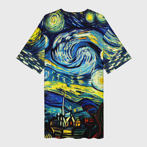 Женская длинная футболка Винсент ван Гог, звездная ночь / 3D-принт – фото 2