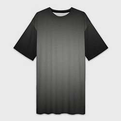 Футболка женская длинная Серый, черный градиент, цвет: 3D-принт