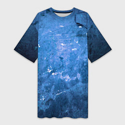 Женская длинная футболка Тёмно-синяя абстрактная стена льда