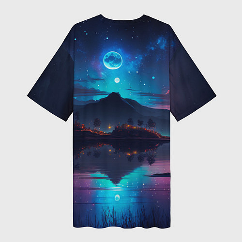 Женская длинная футболка Ночное небо, пейзаж / 3D-принт – фото 2