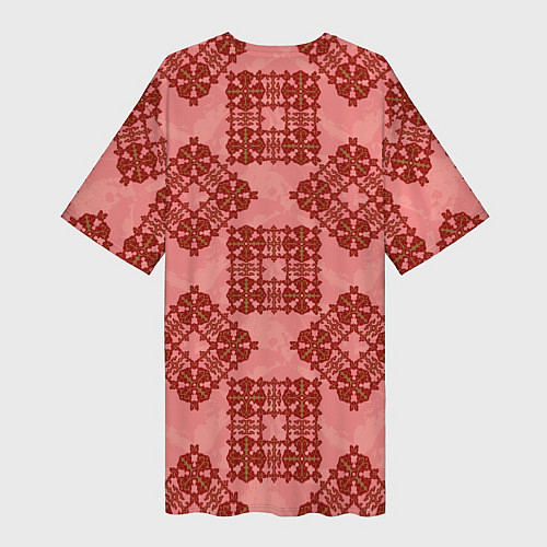 Женская длинная футболка Квадратный орнамент / 3D-принт – фото 2