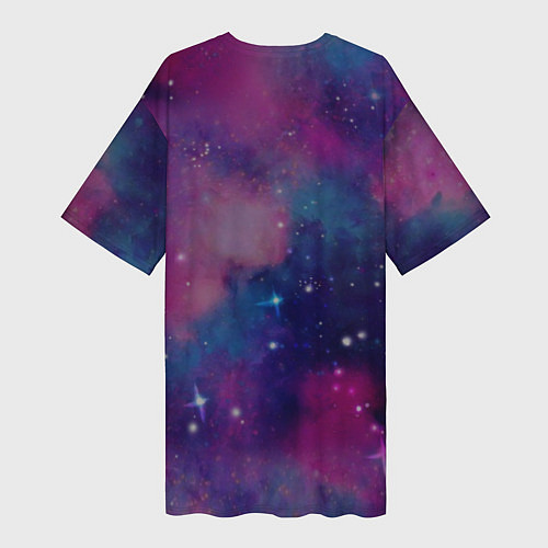 Женская длинная футболка Космически котенок / 3D-принт – фото 2