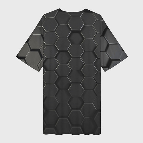 Женская длинная футболка Abstraction hexagon grey / 3D-принт – фото 2