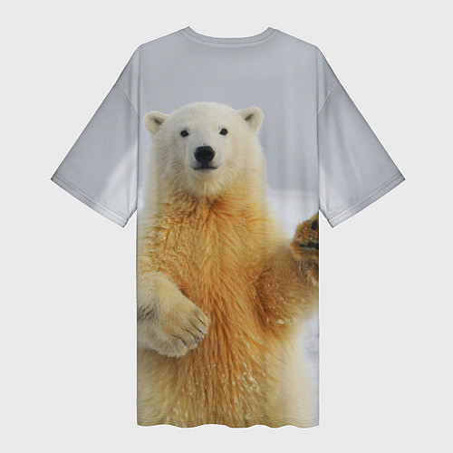 Женская длинная футболка Белый медведь приветствует / 3D-принт – фото 2