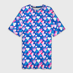 Женская длинная футболка Узор из сердечек