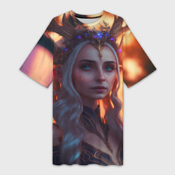 Футболка женская длинная Лесная принцесса, цвет: 3D-принт