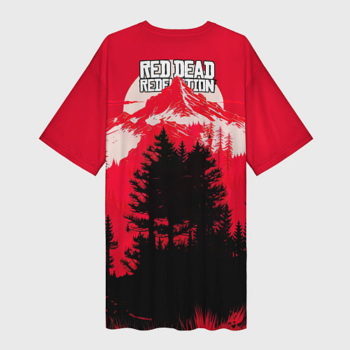 Женская длинная футболка Red Dead Redemption, mountain / 3D-принт – фото 2
