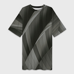 Женская длинная футболка Абстрактные серые острые металлические листы