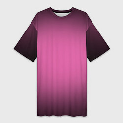 Женская длинная футболка Розовый фон с черной виньеткой