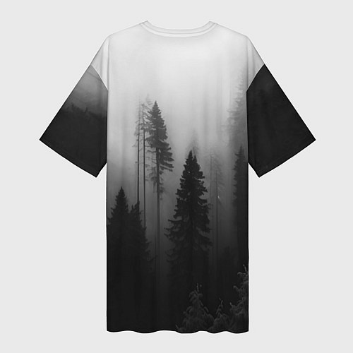 Женская длинная футболка Красивый лес и туман / 3D-принт – фото 2