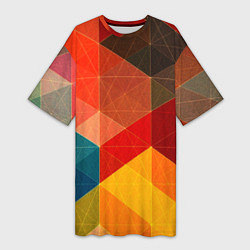 Футболка женская длинная Абстрактная геометрия мозаика, цвет: 3D-принт