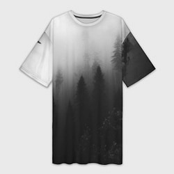 Женская длинная футболка Красивый туманный лес