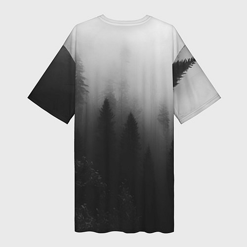 Женская длинная футболка Красивый туманный лес / 3D-принт – фото 2