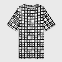 Женская длинная футболка Черно-белый геометрический мелкий узор