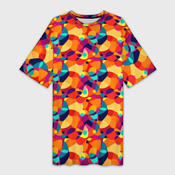 Женская длинная футболка Абстрактный узор из разноцветных окружностей