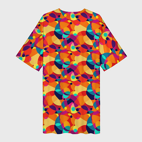 Женская длинная футболка Абстрактный узор из разноцветных окружностей / 3D-принт – фото 2
