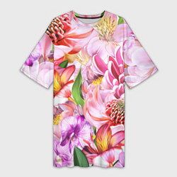 Женская длинная футболка Цветочный рай