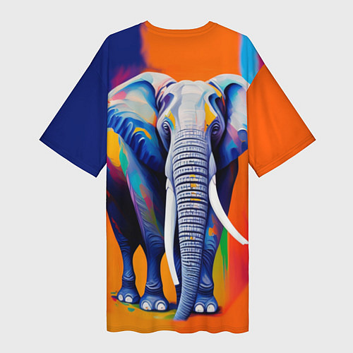 Женская длинная футболка Слон красочный / 3D-принт – фото 2