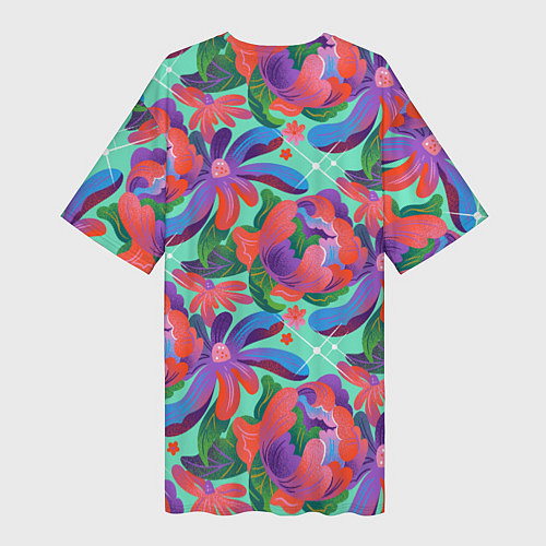 Женская длинная футболка Цветочный паттерн арт / 3D-принт – фото 2