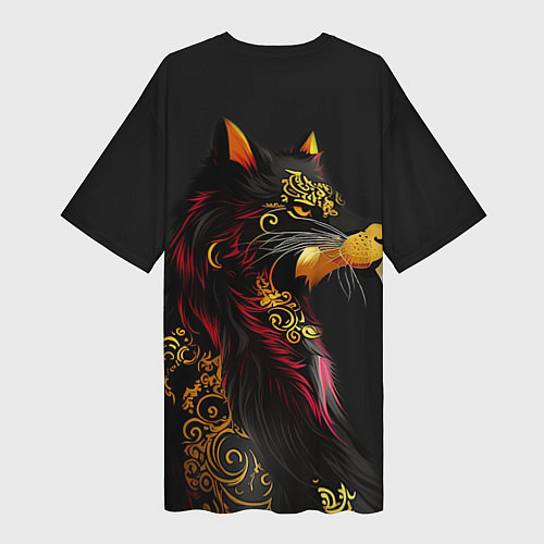 Женская длинная футболка Китайский волк / 3D-принт – фото 2