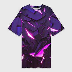 Женская длинная футболка Неоновые абстрактные электрические плиты