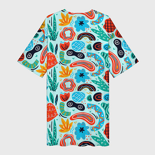Женская длинная футболка Colorful patterns / 3D-принт – фото 2