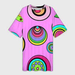 Женская длинная футболка Разноцветные круги