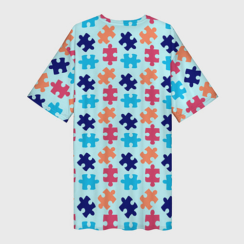 Женская длинная футболка Разноцветный пазл / 3D-принт – фото 2