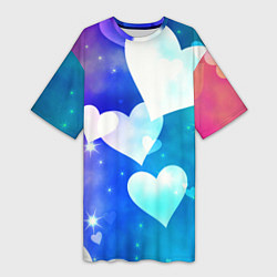 Женская длинная футболка Dreamy Hearts Multicolor