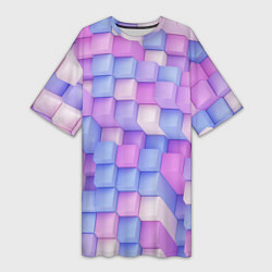 Женская длинная футболка Абстрактный кубический паттерн