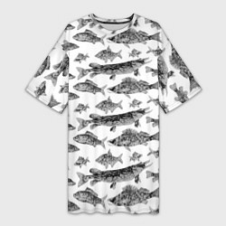 Женская длинная футболка Паттерн на каждый день о рыбалке