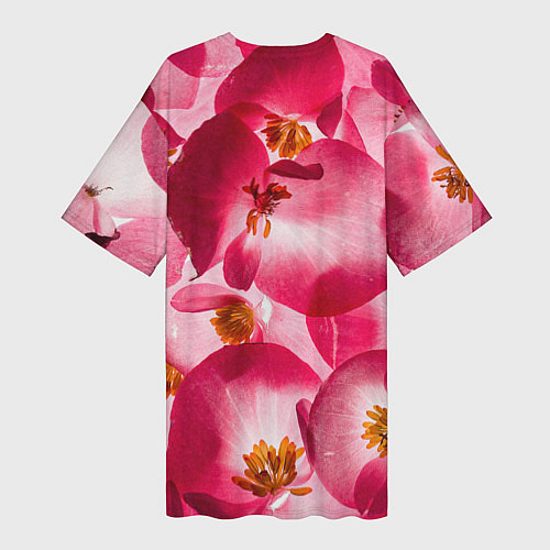 Женская длинная футболка Цветы бегония текстура / 3D-принт – фото 2