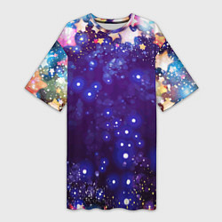 Женская длинная футболка Звездочки - космическое небо