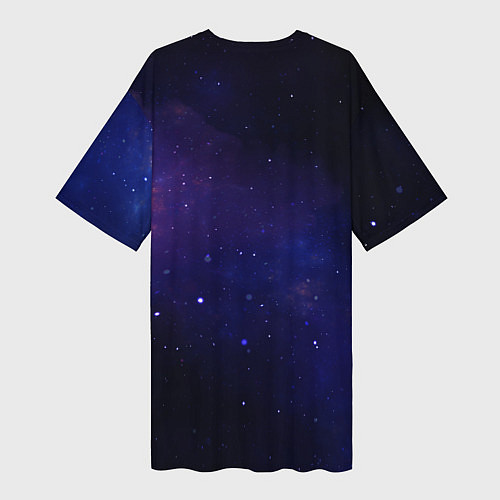 Женская длинная футболка Космические звёздные цветы / 3D-принт – фото 2