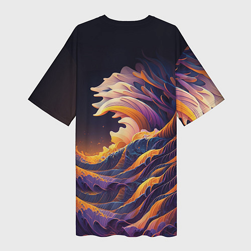 Женская длинная футболка Красочная волна / 3D-принт – фото 2