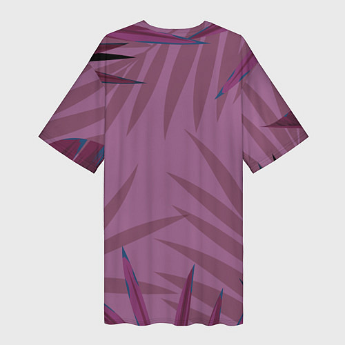 Женская длинная футболка Розовая пальма / 3D-принт – фото 2