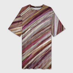 Женская длинная футболка Полосы цвета с текстурой планеты