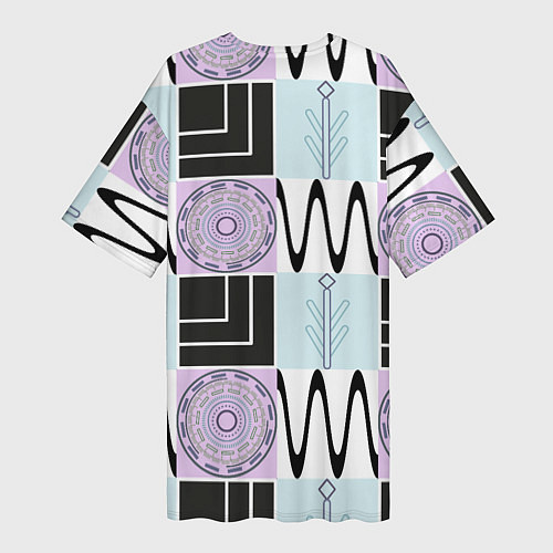 Женская длинная футболка Геометрический, круглый орнамент / 3D-принт – фото 2