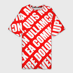 Женская длинная футболка Крупный рубленый текст Lorem Ipsum каллиграфия на