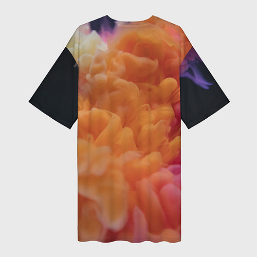 Женская длинная футболка Разноцветный дым сгустки / 3D-принт – фото 2