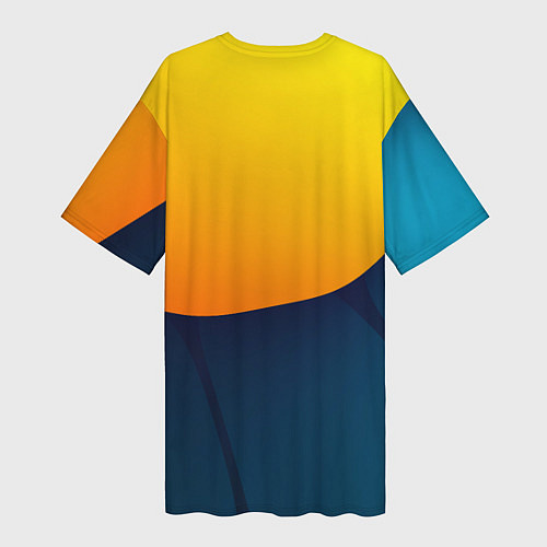 Женская длинная футболка Двойной цвет: жёлтый и синий / 3D-принт – фото 2