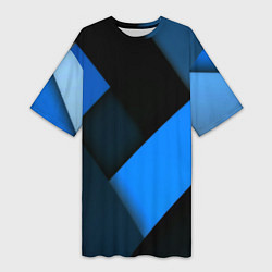 Женская длинная футболка Геометрия синие полосы