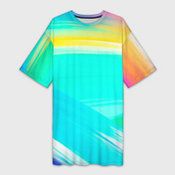 Женская длинная футболка Абстрактные цветные линии - диагонали