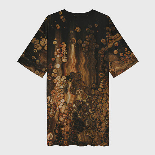 Женская длинная футболка Тёмные камни и тёмные краски в воде / 3D-принт – фото 2